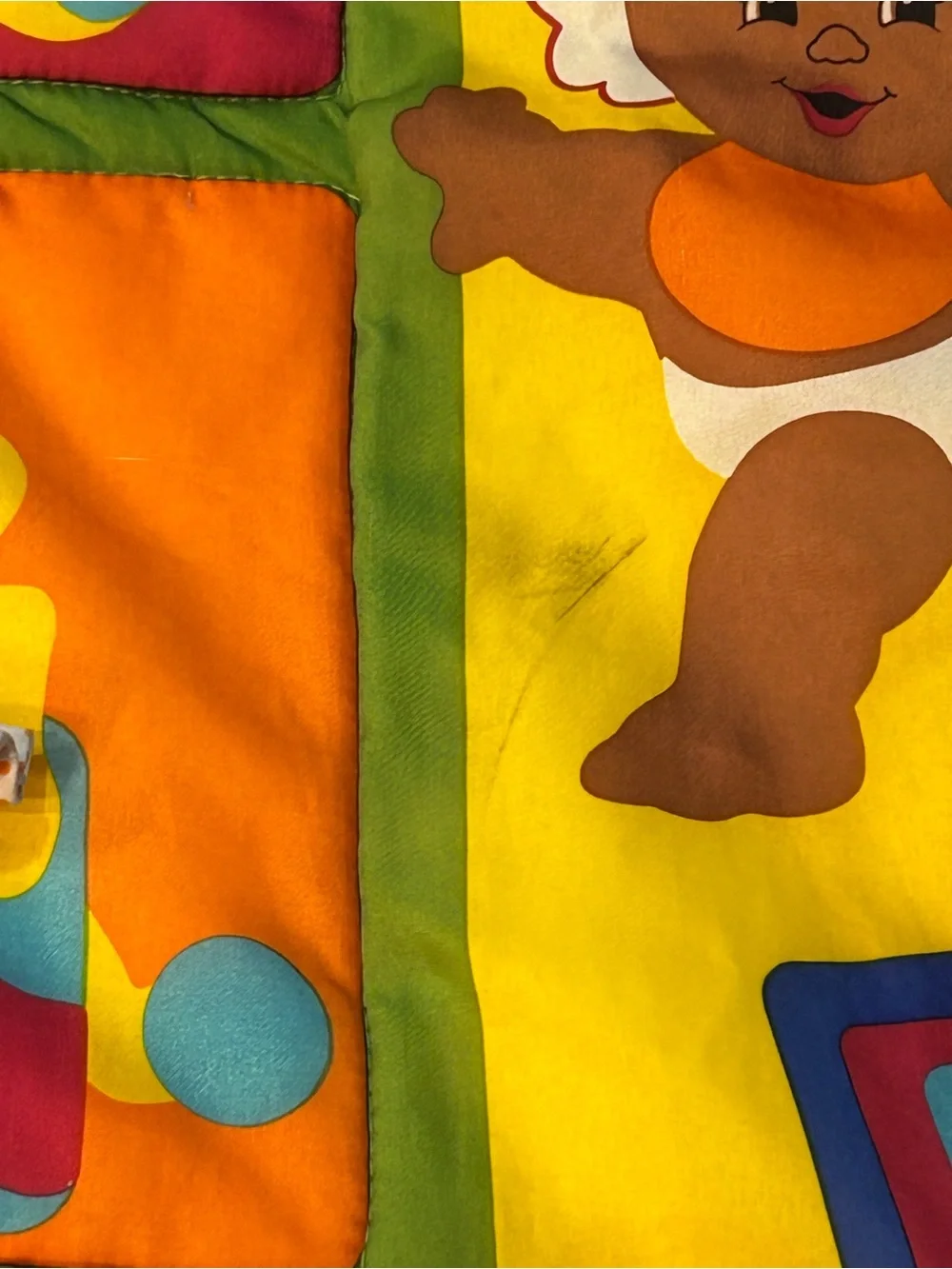 Vintage Playskool Kids Of Color African American Baby Activity Quilt Playmat